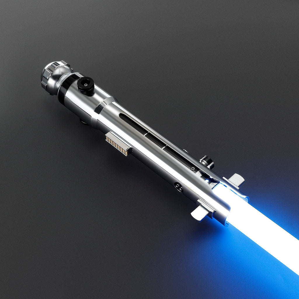 Snips Haupthand Lichtschwert in Silber – elegantes Premium-Modell mit blauer Klinge