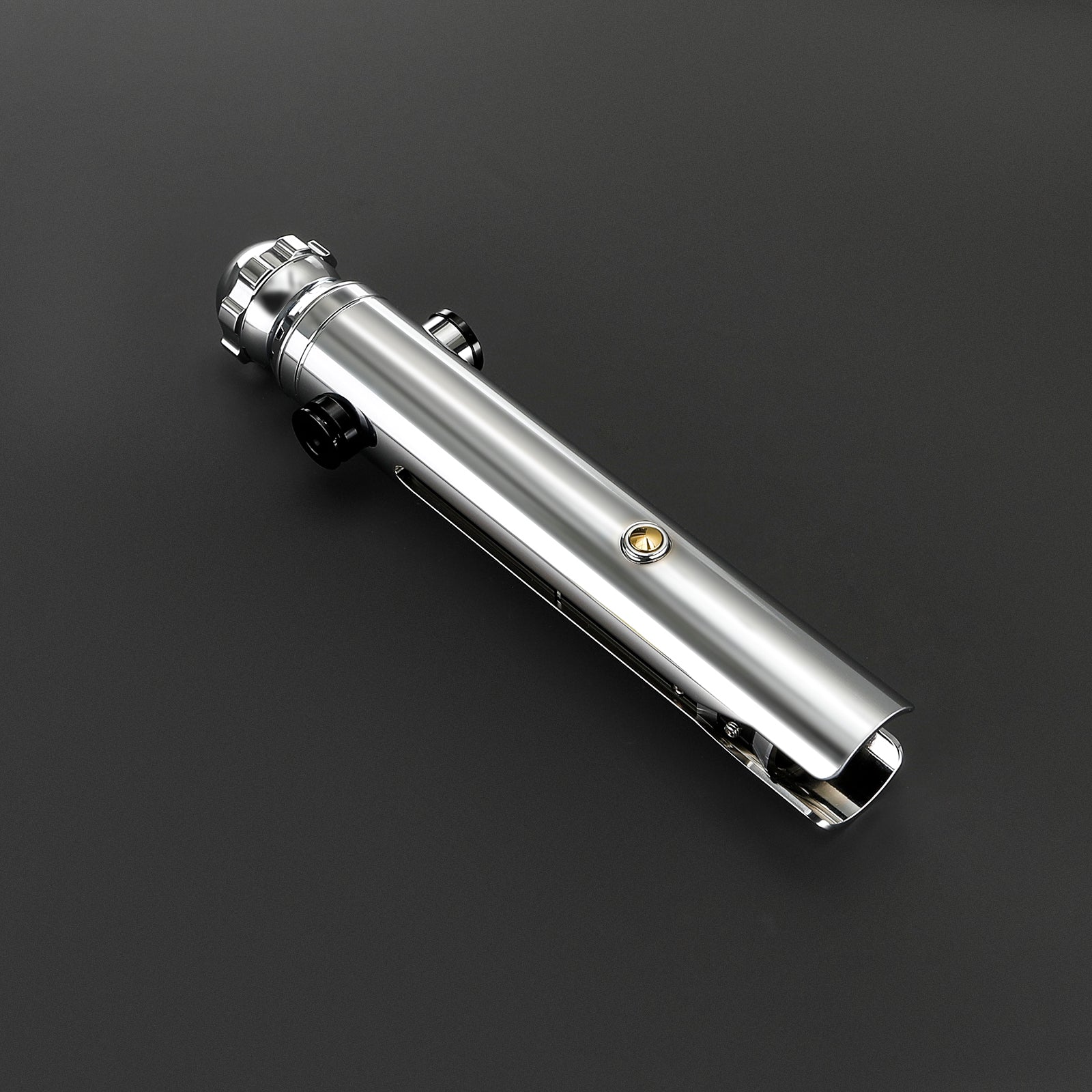 Snips - Nebenhand Lichtschwert in Silber – glänzendes Hilt mit goldenem Knopf und schwarzem Akzent
