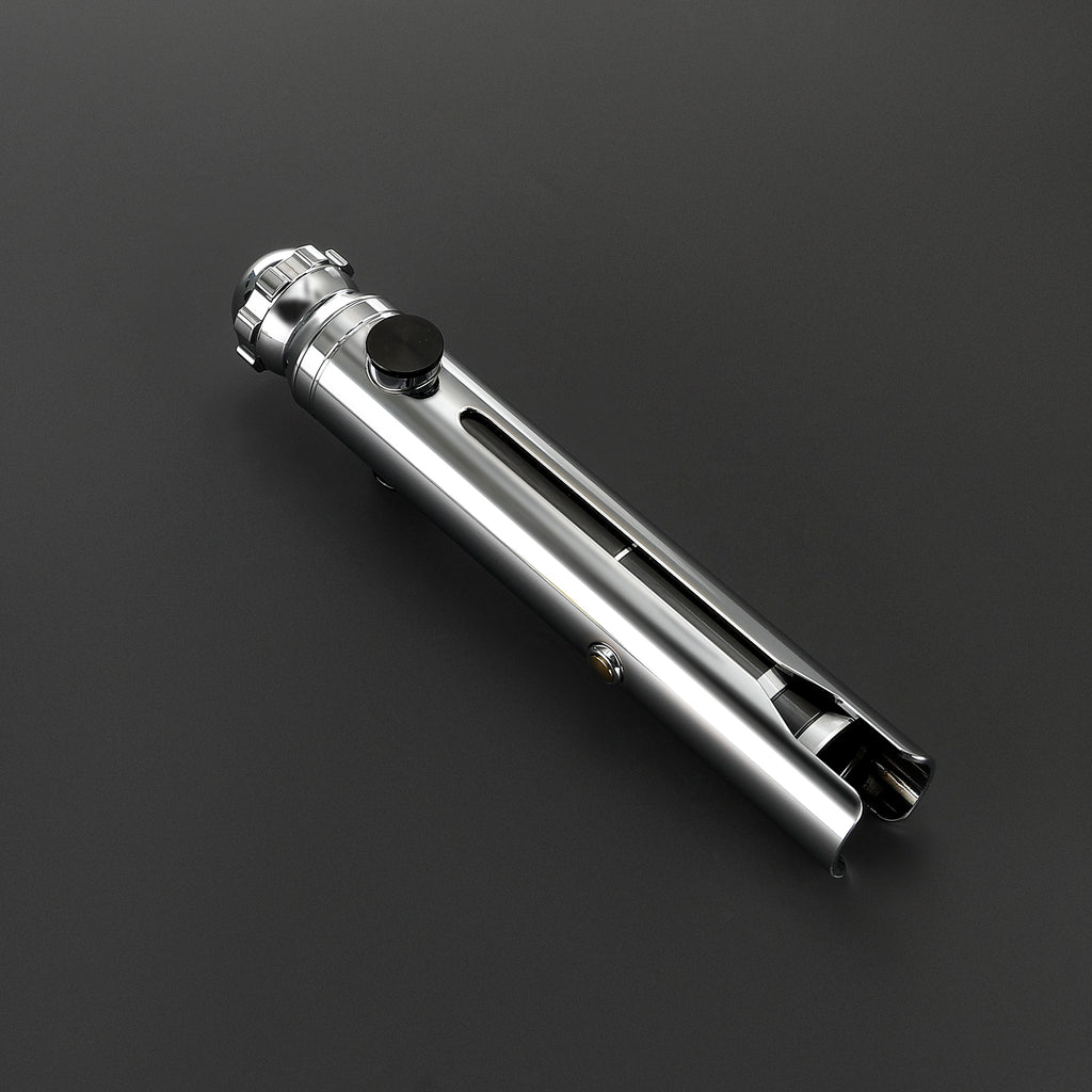 Snips Nebenhand Lichtschwert – silbernes Premium-Modell mit schwarzem Knopf und 1 Zoll Klinge