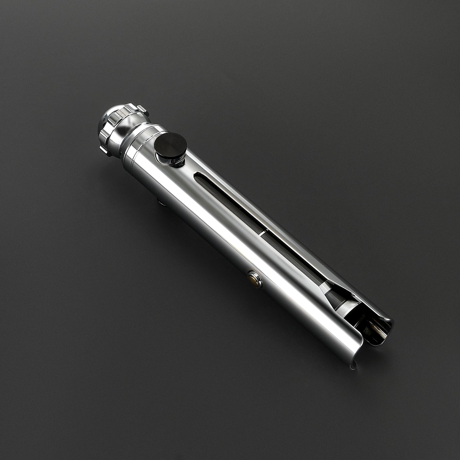Snips Nebenhand Lichtschwert – silbernes Premium-Modell mit schwarzem Knopf und 1 Zoll Klinge