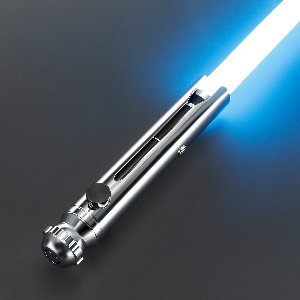 Snips - Nebenhand Lichtschwert in Chrom-Silber mit leuchtend blauer Klinge, Premium-Design