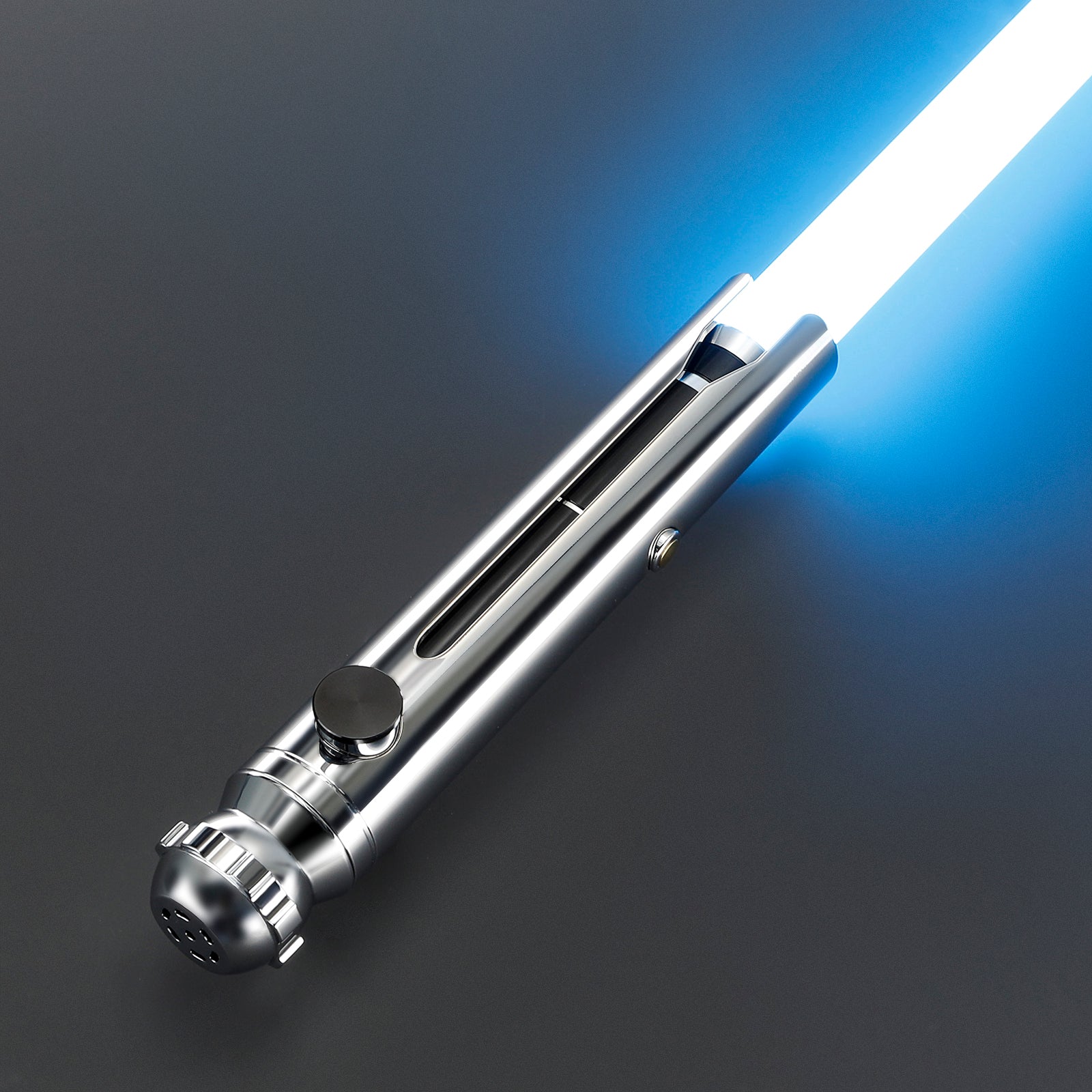 Snips - Nebenhand Lichtschwert in Chrom-Silber mit leuchtend blauer Klinge, Premium-Design