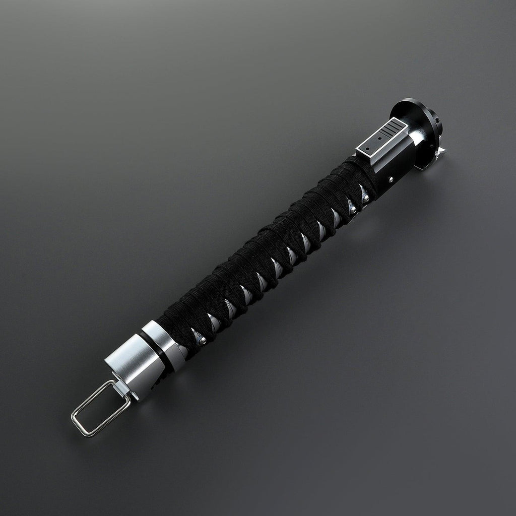 Ronin - Katana Klinge Lichtschwert, schwarz umwickelter Griff mit silbernen Akzenten und D-Ring