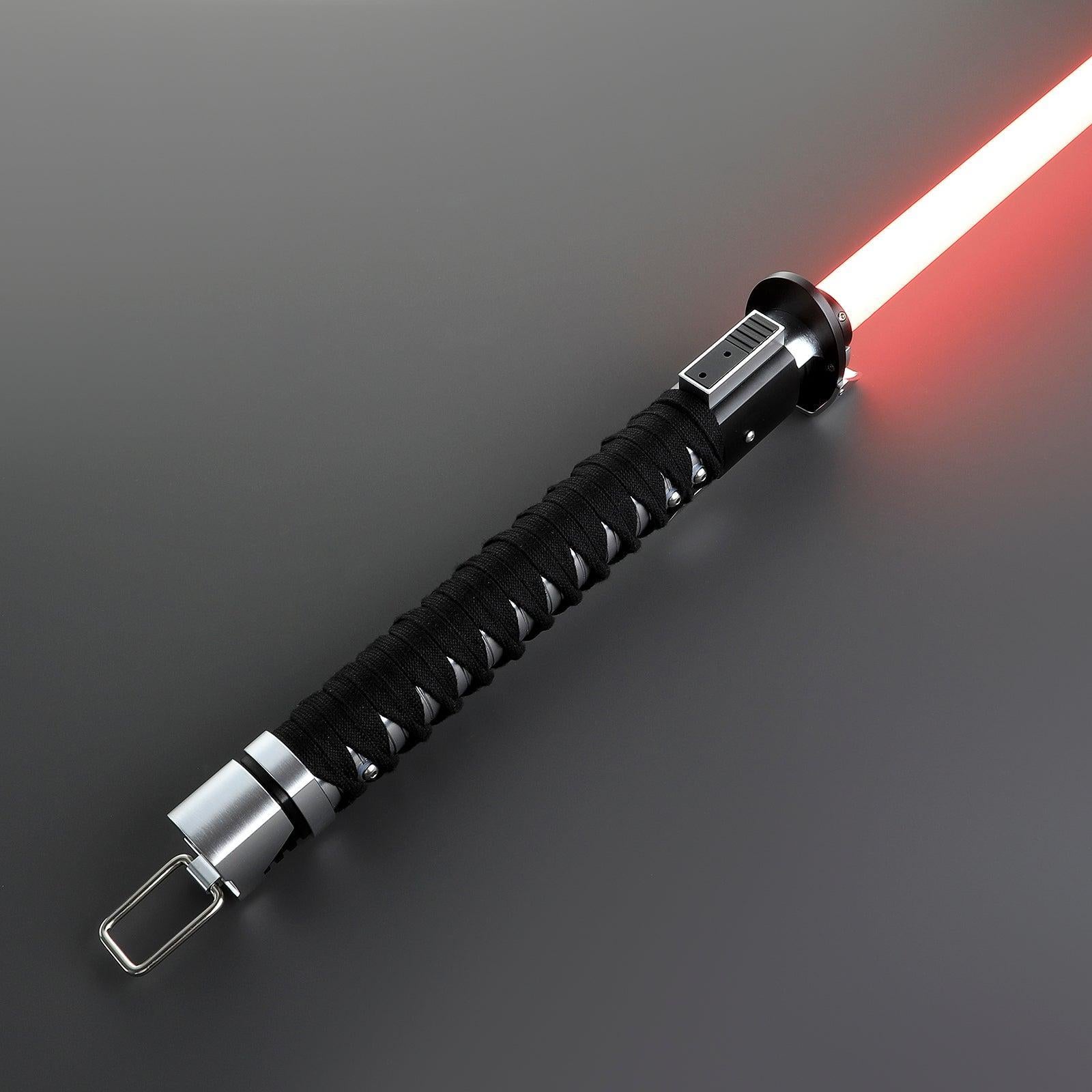 Ronin Lichtschwert mit schwarzem, gewickeltem Griff und leuchtend roter Klinge – Premium-Design