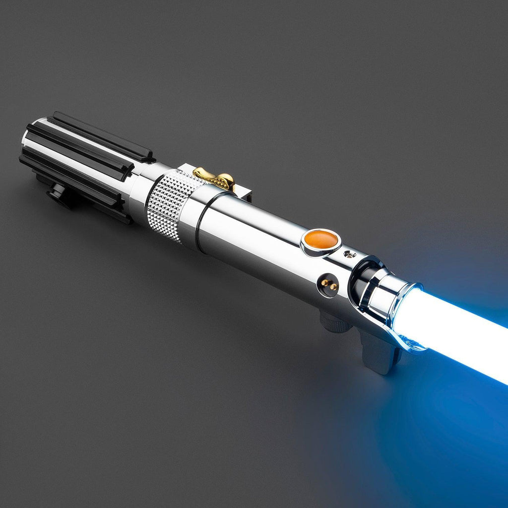 The Chosen Lichtschwert in Silber und Schwarz – Premium-Modell mit leuchtender blauer Klinge