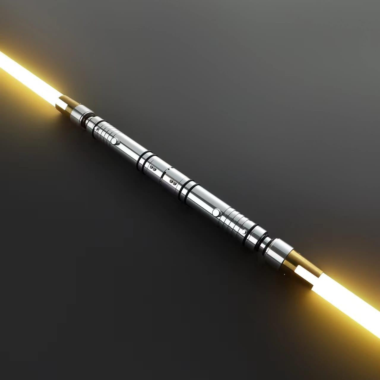 The Beacon Lichtschwert in Gelb – duellfähiges Premium-Modell mit silbernem Griff