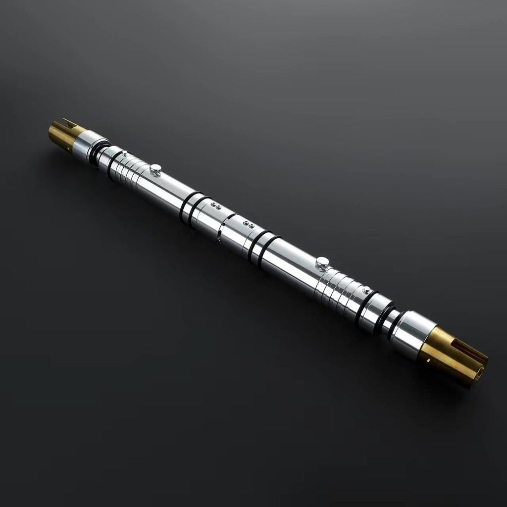 The Beacon – silbernes Premium-Lichtschwert mit goldenen Akzenten und 1 Zoll Klinge