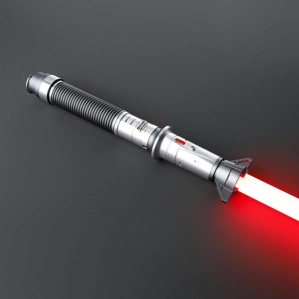 Crusader Lichtschwert in Silber und Schwarz – duellfähiges Premium-Modell mit roter Klinge