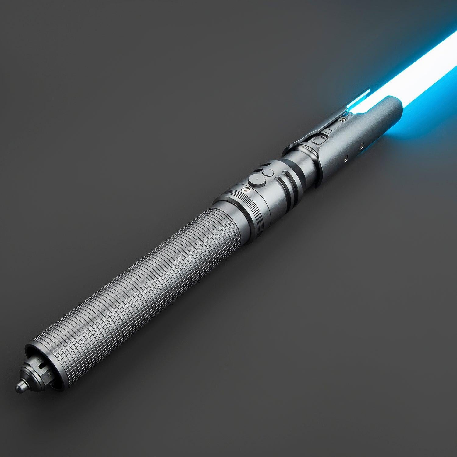 Fallen einfarbige Variante 2 – silbernes Premium-Lichtschwert mit blauer Klinge