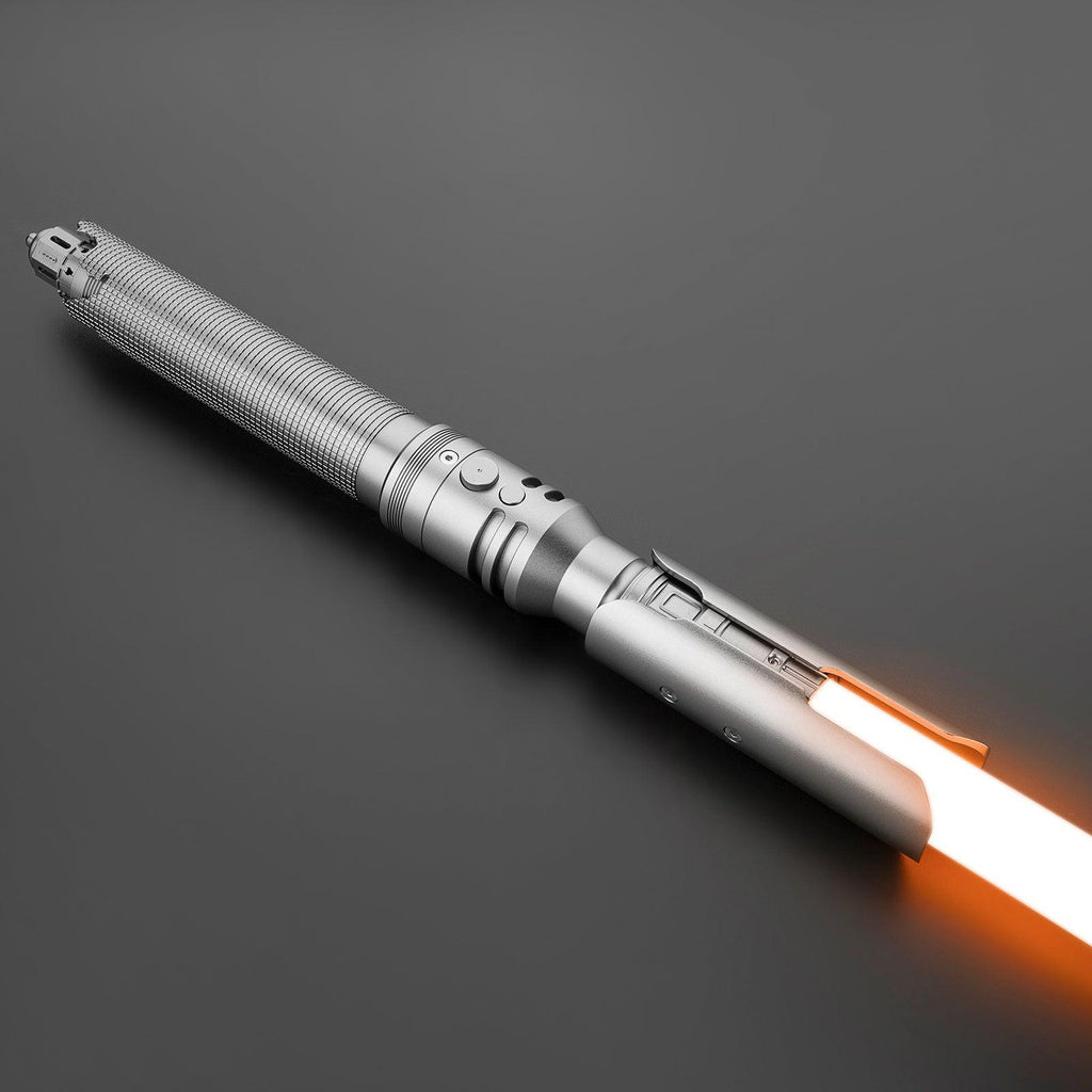 Fallen einfarbige Variante 1 – silbernes Premium-Lichtschwert mit leuchtender oranger Klinge
