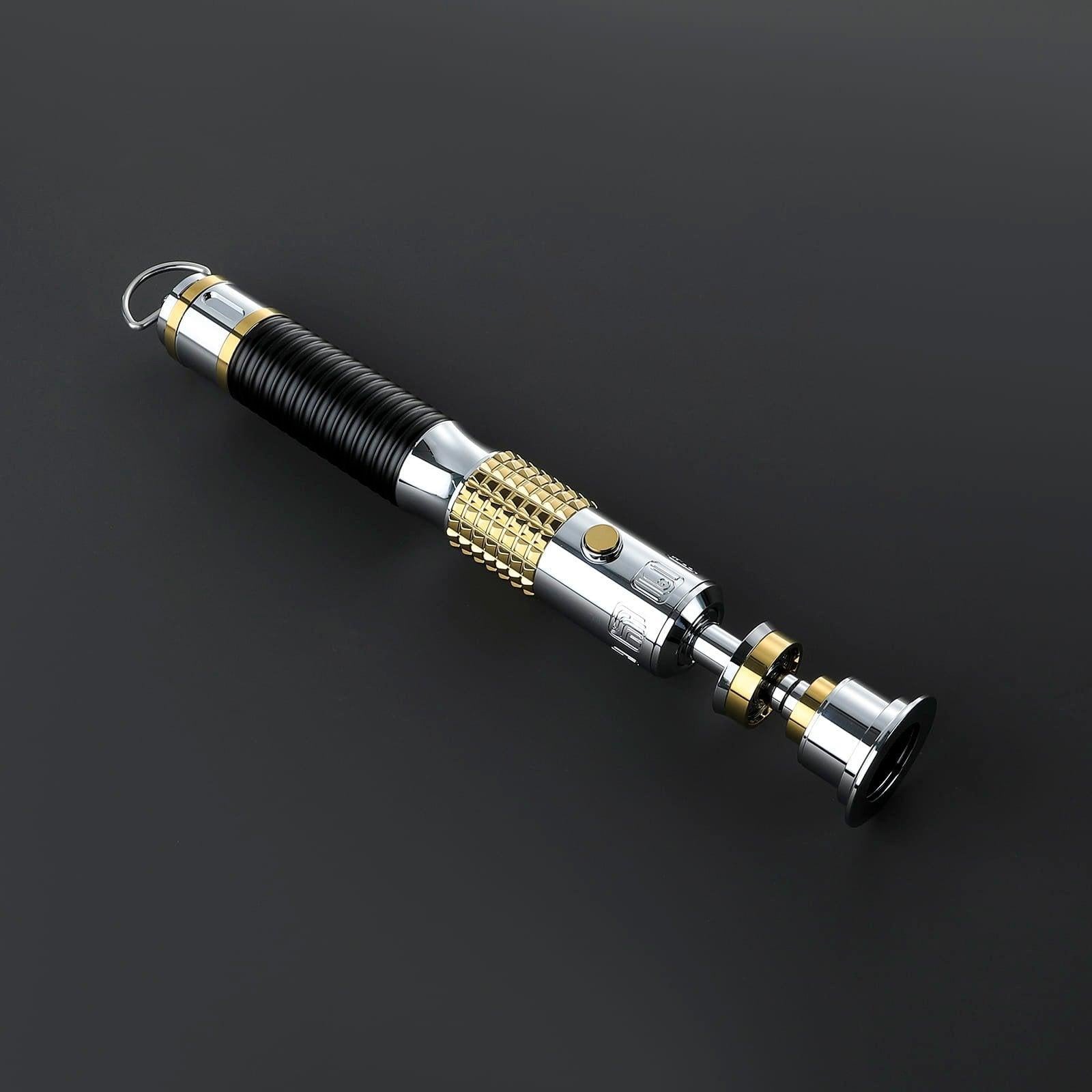 Das Archivist Lichtschwert in Silber und Gold – elegantes Premium-Modell mit schwarzem Griff