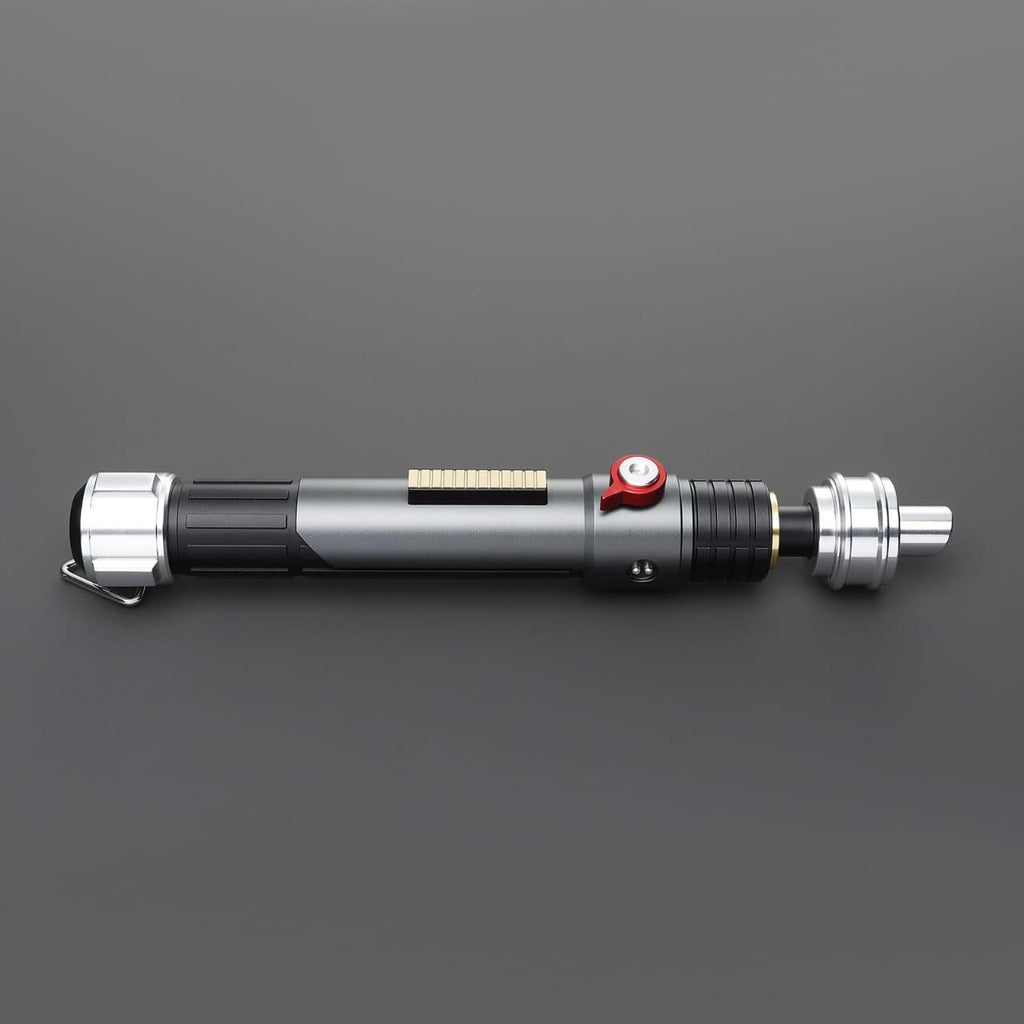 Wayfinder Lichtschwert in Grau-Schwarz – elegantes Premium-Design mit rotem Schalter