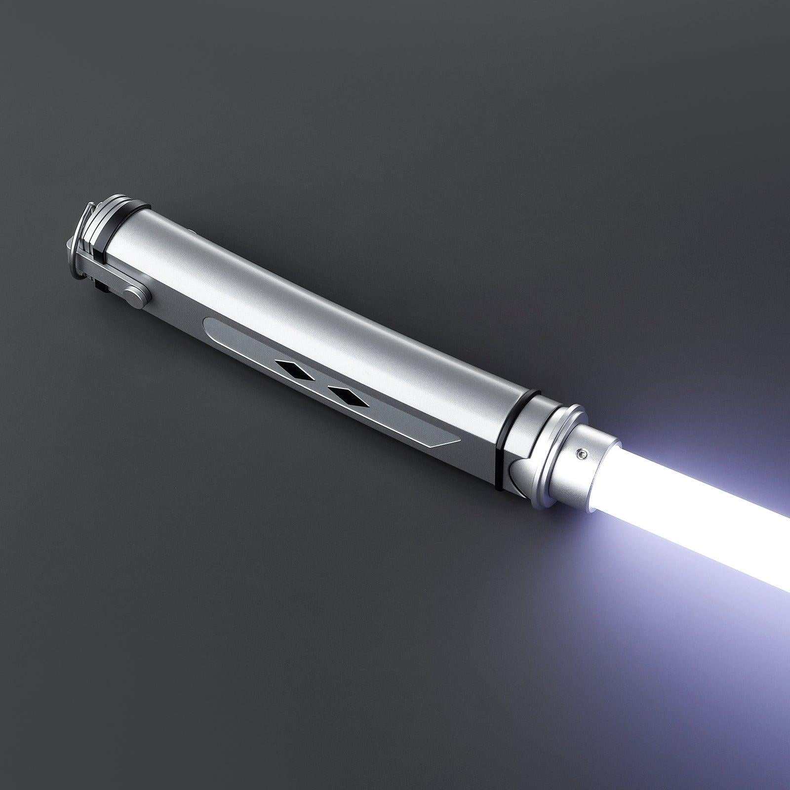 Fulcrum - Nebenhand Lichtschwert in Silber – elegantes Premium-Modell mit leuchtender Klinge
