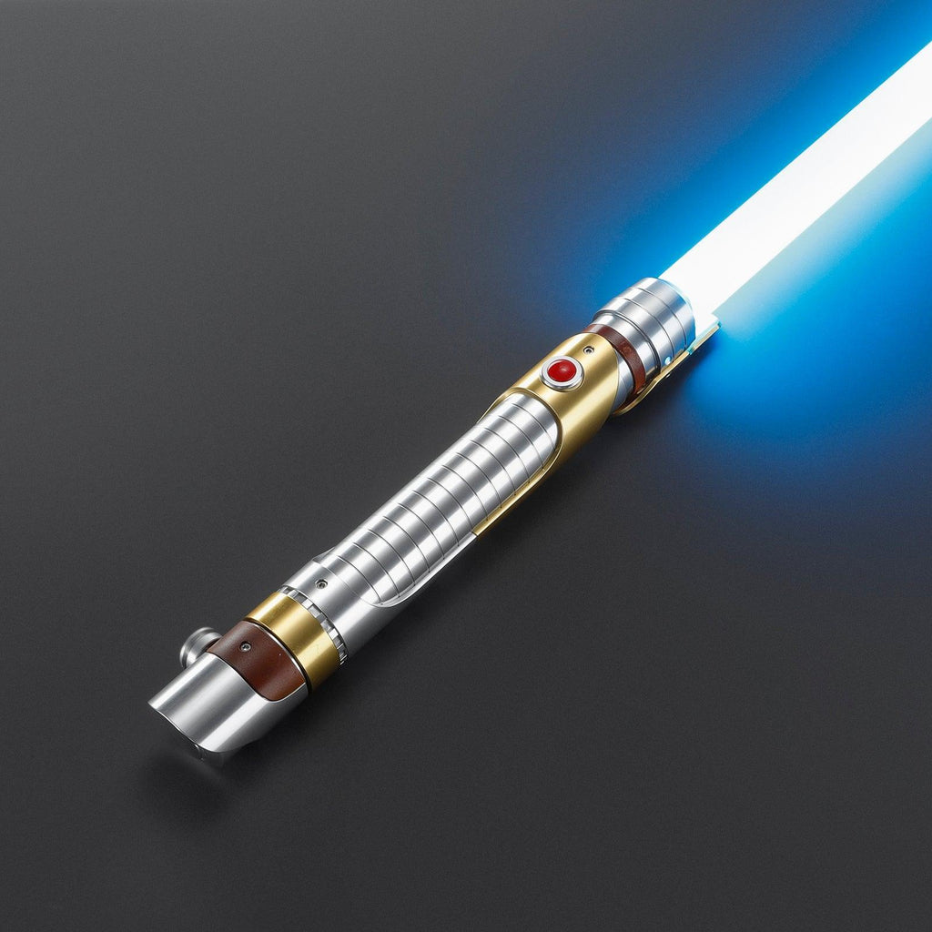 The Pirate Lichtschwert mit gold-silbernem Hilt und leuchtend blauer Klinge, Premium-Design