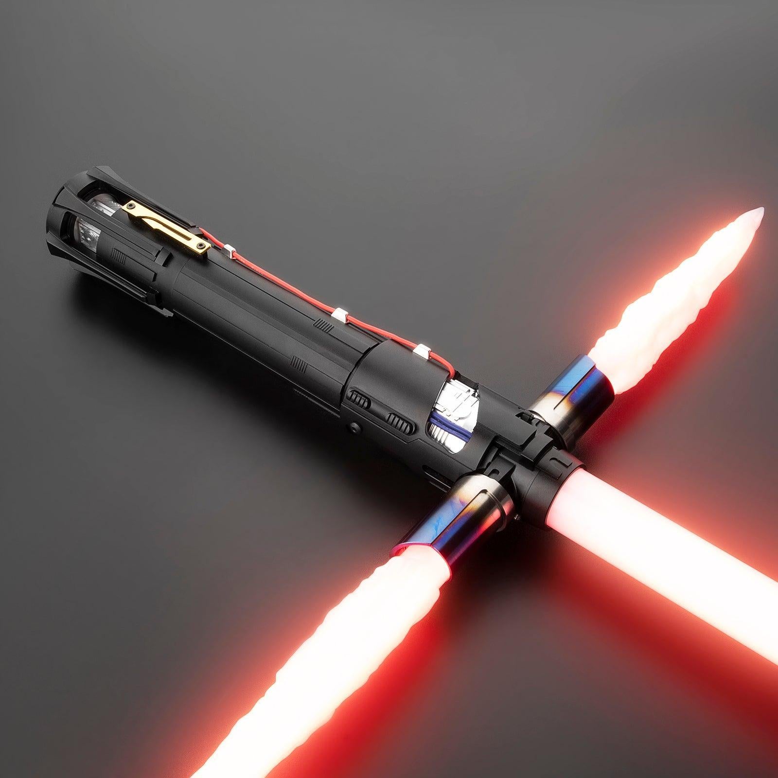 The Knight Lichtschwert in Schwarz mit roter Klinge – Premium-Design mit Querstreben