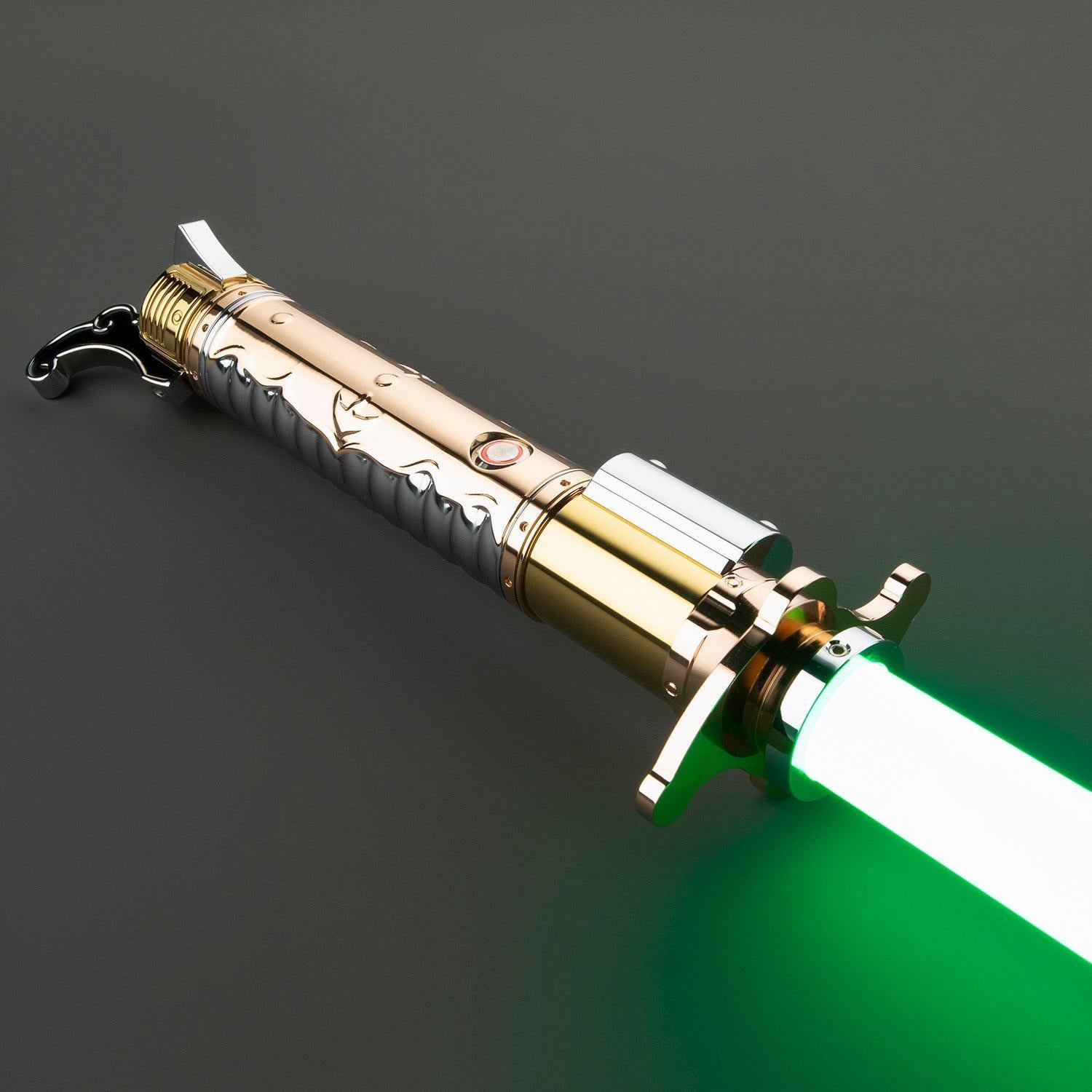 Lop Lichtschwert in Gold und Silber – elegantes Premium-Modell mit grüner Klinge