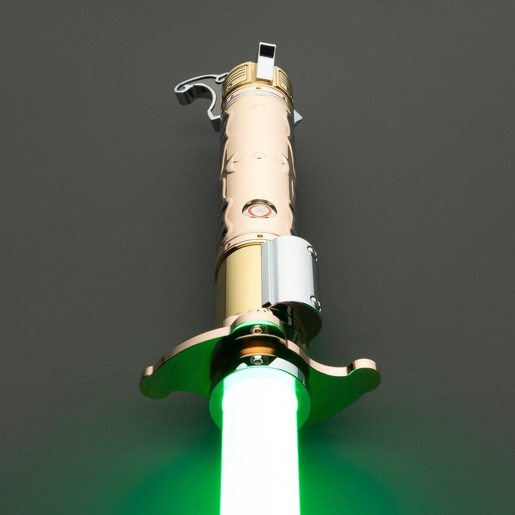 Lop Lichtschwert in Gold und Silber – elegantes Premium-Modell mit leuchtend grüner Klinge