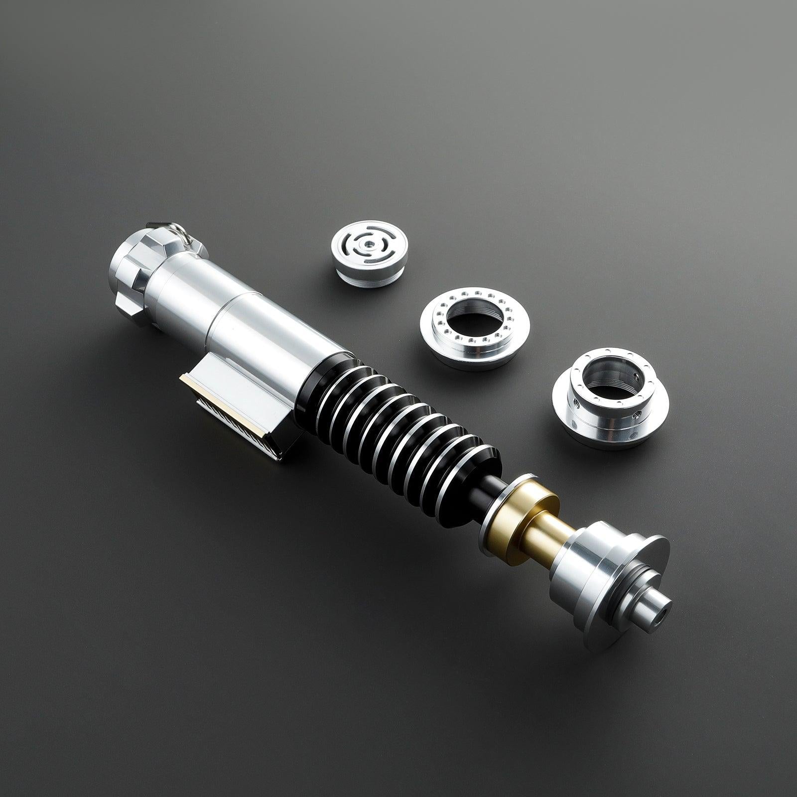 Hero Lichtschwert in Silber und Schwarz – zerlegbares Premium-Modell mit goldenen Akzenten