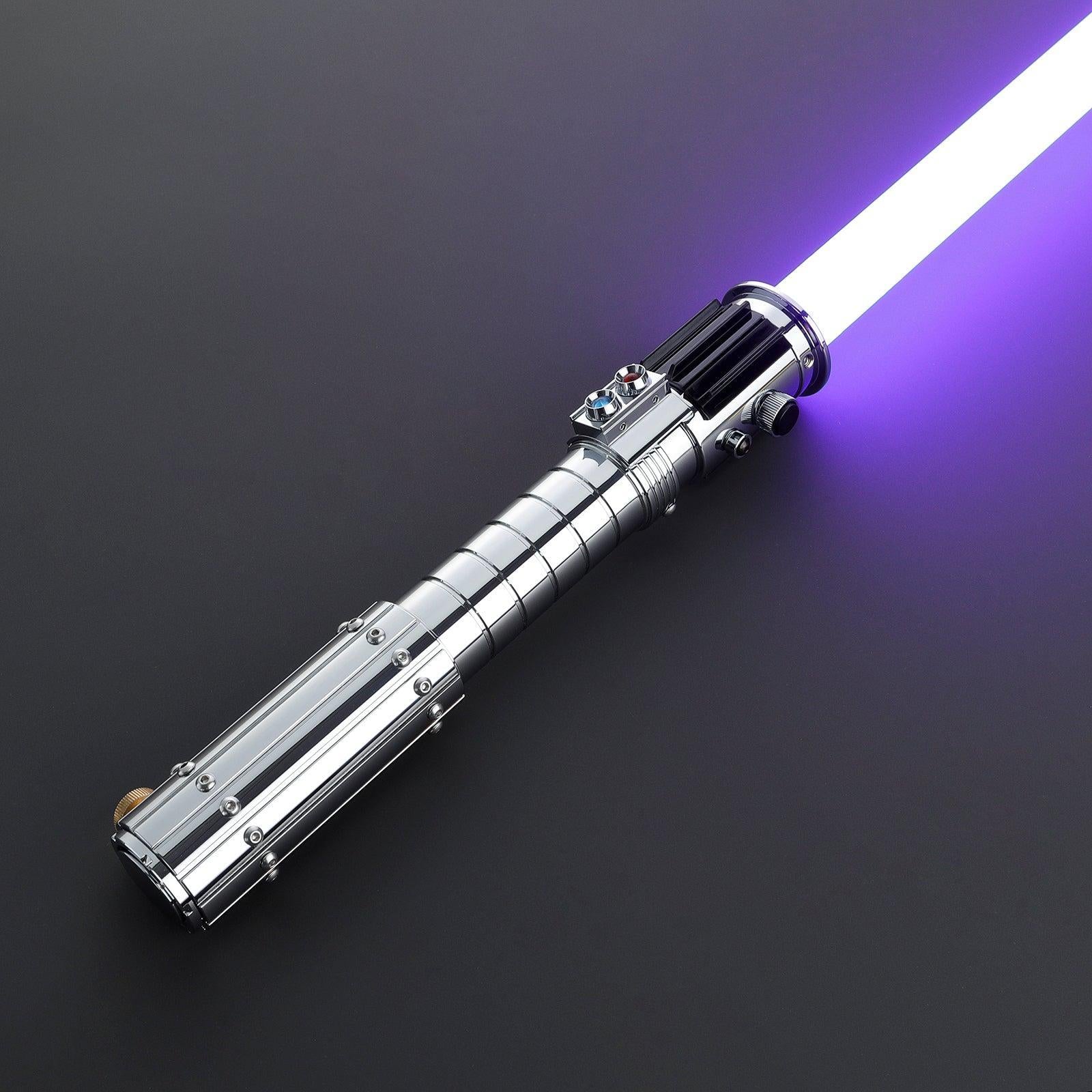 The Empress Lichtschwert in Silber mit violetter Klinge – elegantes Premium-Design