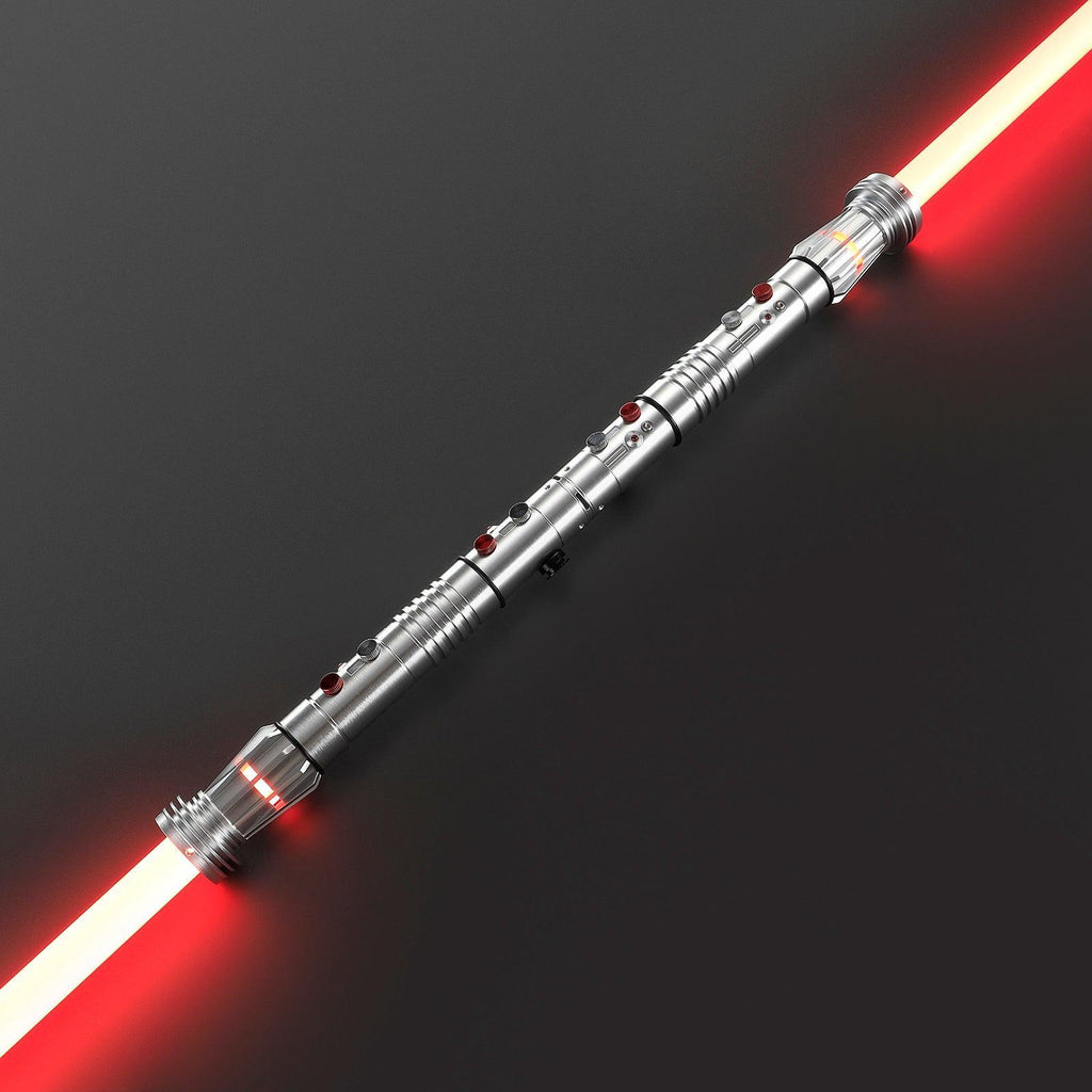 The Menace Lichtschwert in Silber – duellfähiges Premium-Modell mit roter Klinge