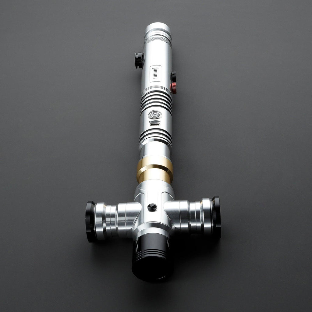 NO.086 Crossguard Lichtschwert in Silber mit schwarzen und goldenen Akzenten – elegantes Premium-Design