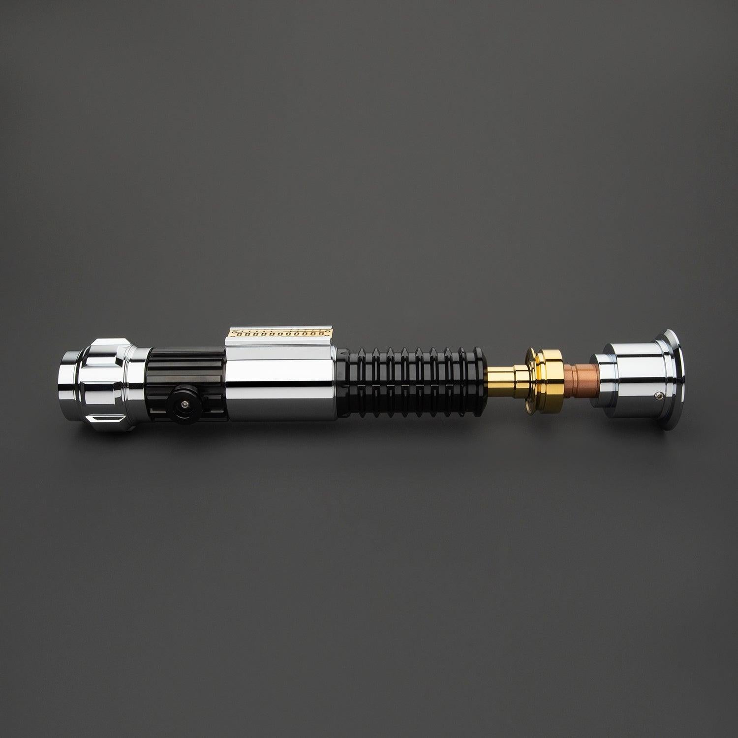 The Negotiator Lichtschwert – silbernes, schwarzes und goldenes Premium-Hilt mit detailliertem Design
