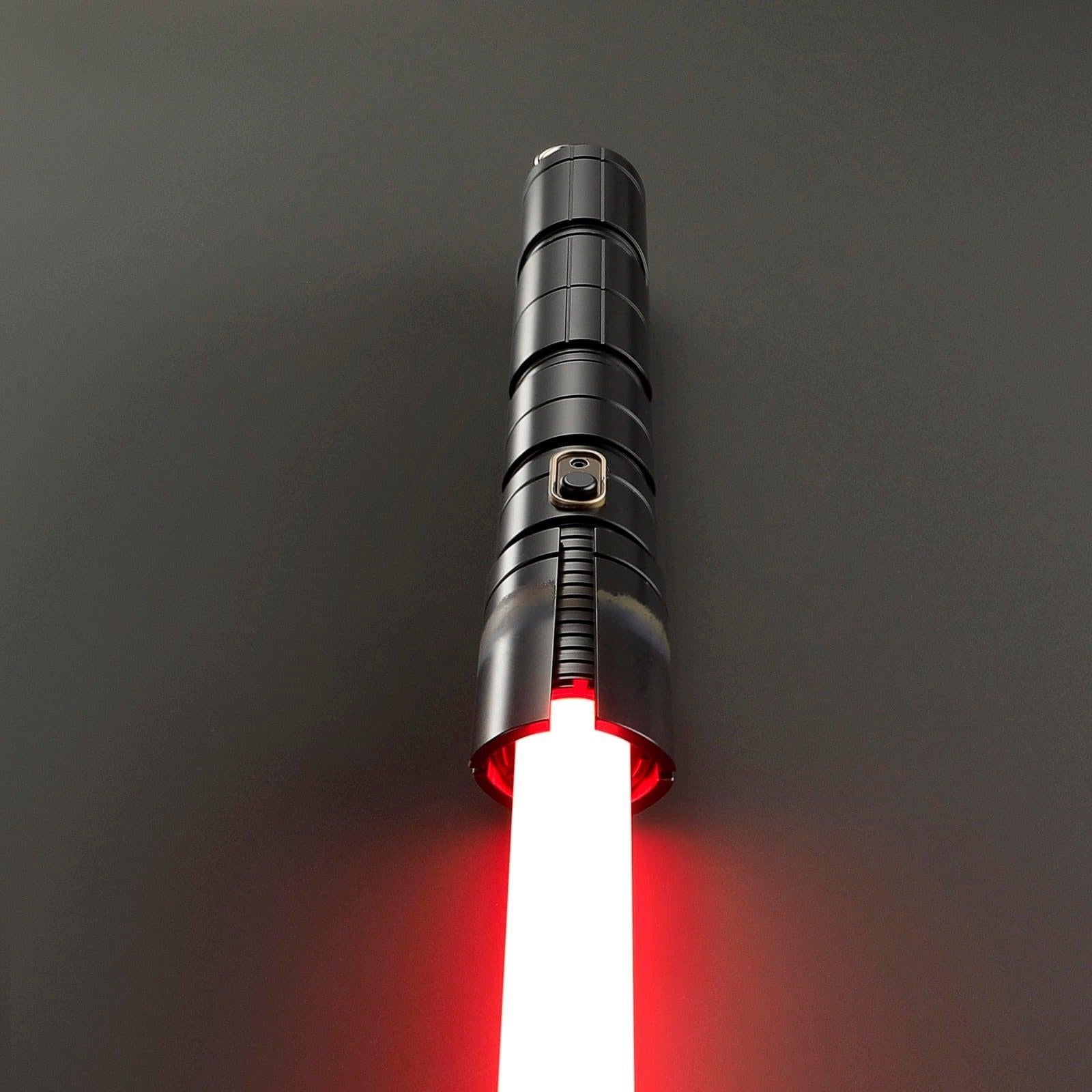 Der Stranger Lichtschwert mit schwarzem Aluminium-Hilt und leuchtend roter Klinge, Premium-Design