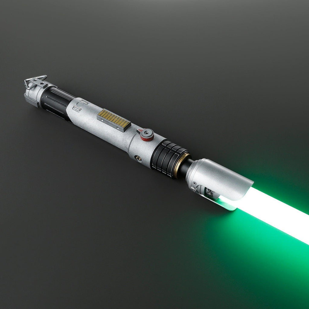 Heir - verwittert Lichtschwert mit grün leuchtender Klinge und Used-Look Griff