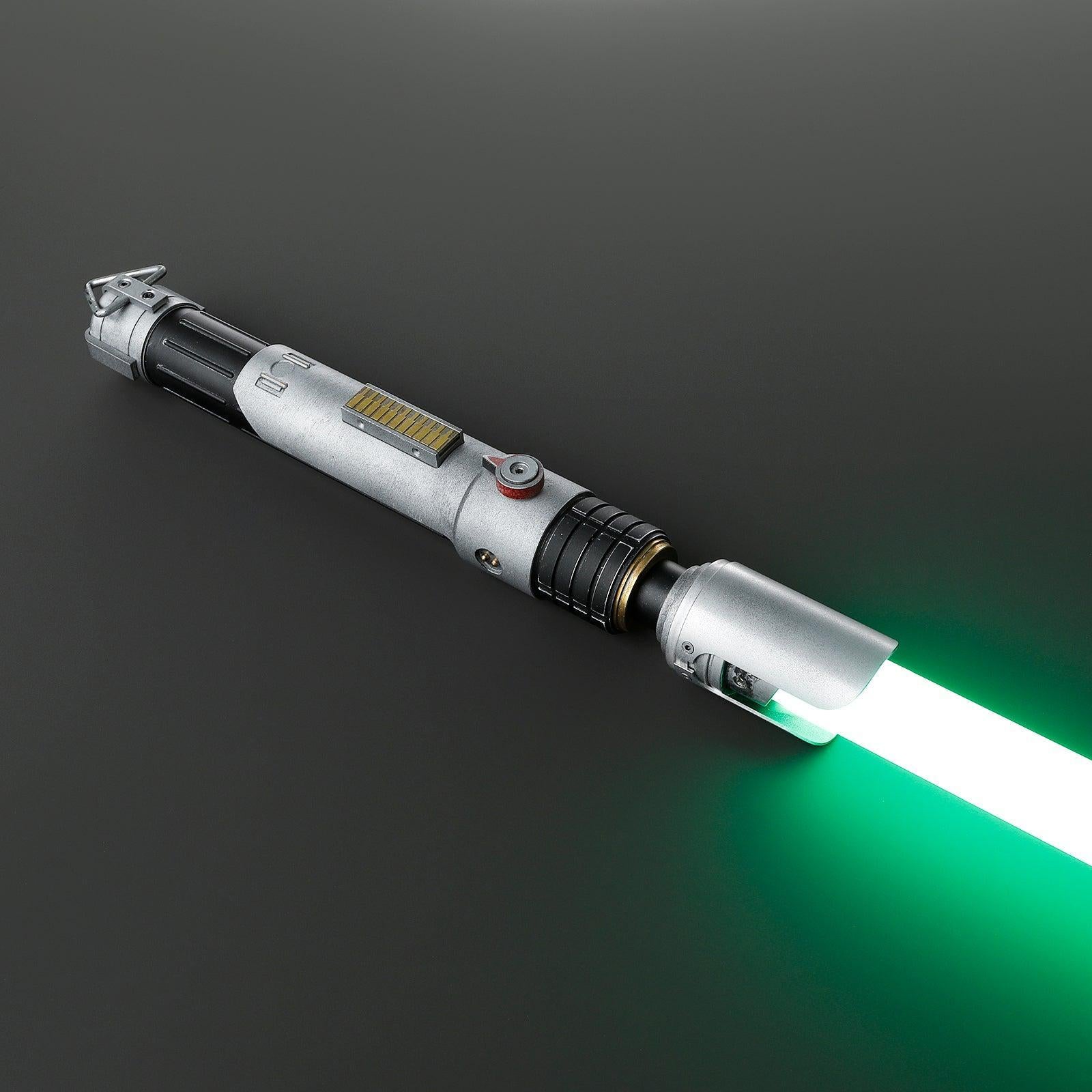 Heir - verwittert Lichtschwert mit grün leuchtender Klinge und Used-Look Griff