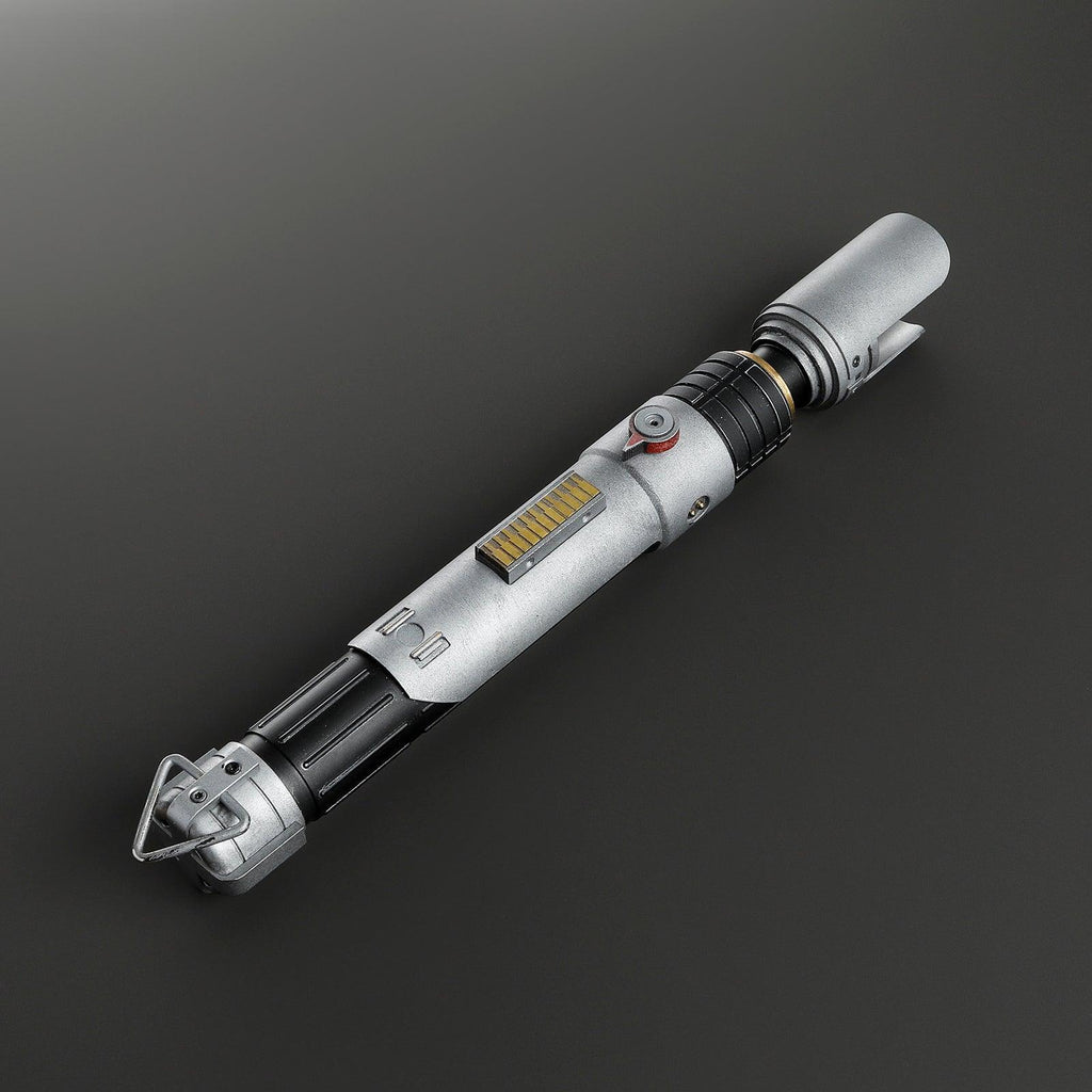 Heir – verwittert Lichtschwert in Silber mit Used-Look und schwarzem Griff, Premium-Hilt