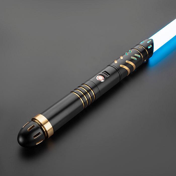 SEA8 Lichtschwert in Schwarz-Gold – elegantes Premium-Modell mit leuchtender Klinge