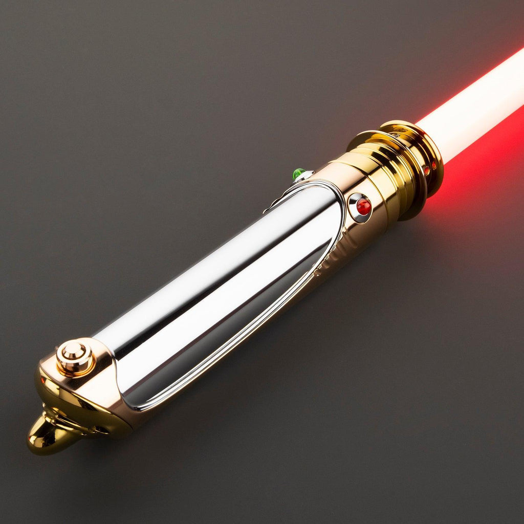 Emperor Lichtschwert in Gold und Chrom – Premium-Hilt mit roter Klinge
