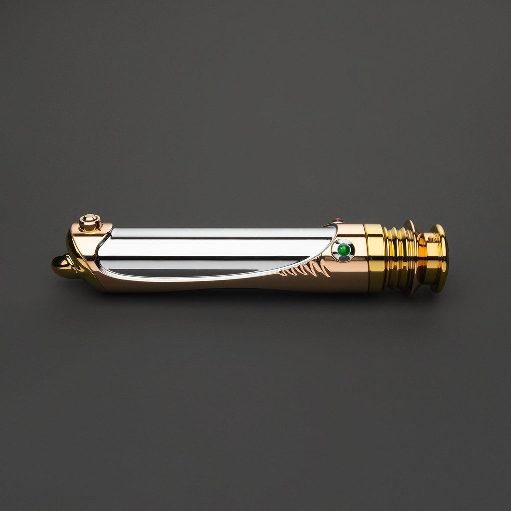 Emperor Lichtschwert in Gold und Silber – elegantes Premium-Design mit grünem Akzent