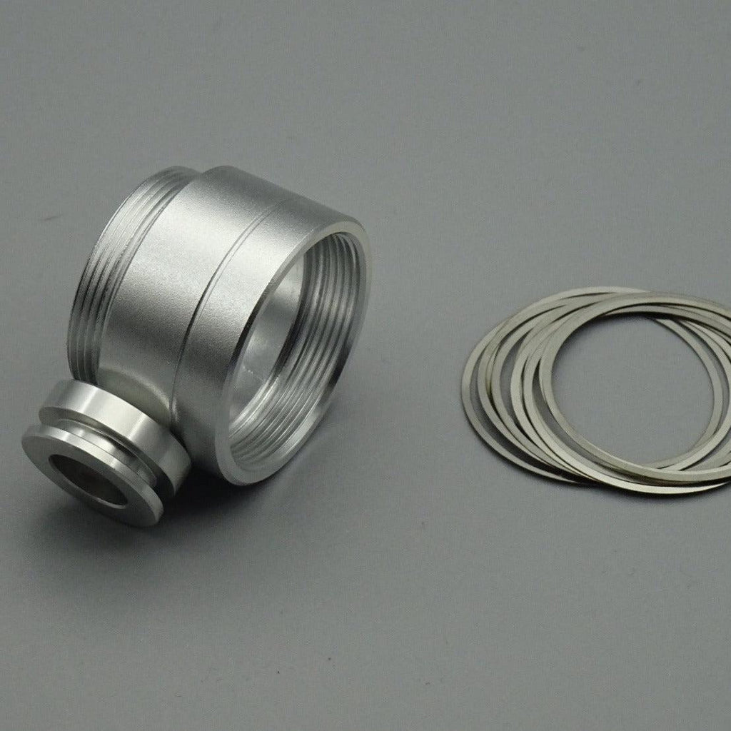 Silberne Covertec-Erweiterung aus Metall mit Gewinde und Unterlegscheiben für Lichtschwerter