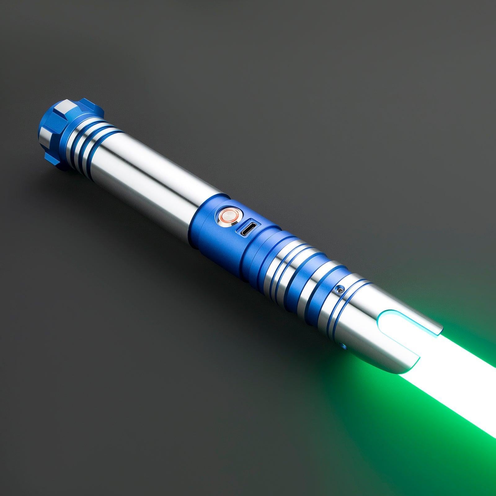 SL05 Lichtschwert in Silber und Blau – futuristisches Elite-Modell mit gerillter Griffzone
