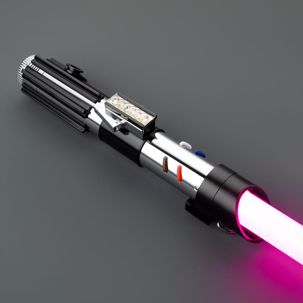 The Dark Lord Lichtschwert in Schwarz-Silber – Premium-Hilt mit leuchtender violetter Klinge