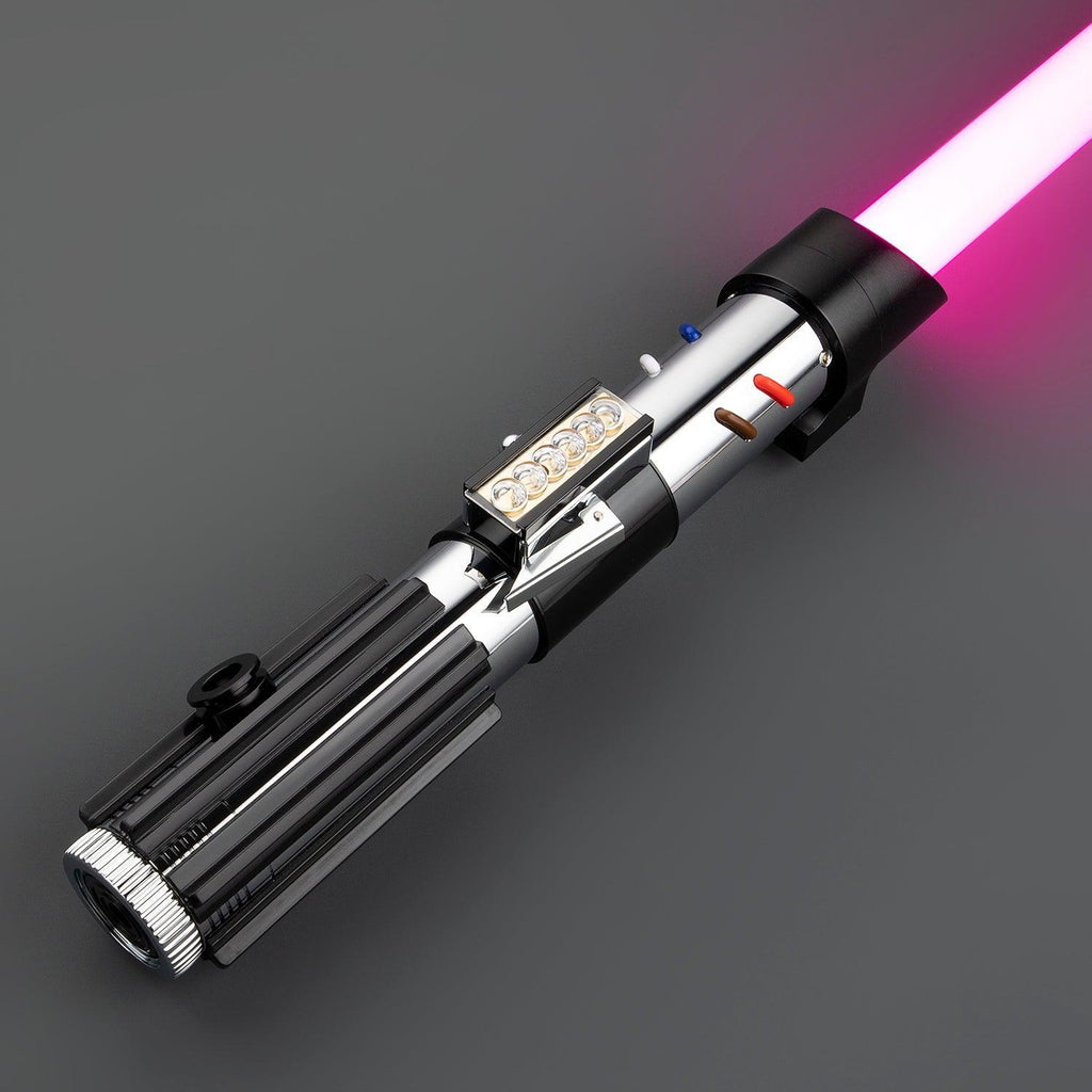 The Dark Lord Lichtschwert mit pinker Klinge – Premium-Design, schwarz-silberner Griff