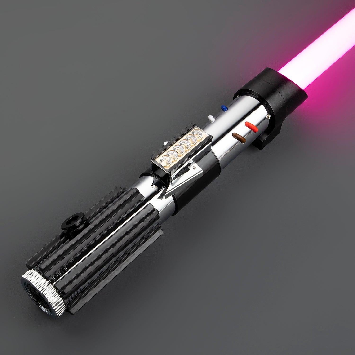 The Dark Lord Lichtschwert mit pinker Klinge – Premium-Design, schwarz-silberner Griff