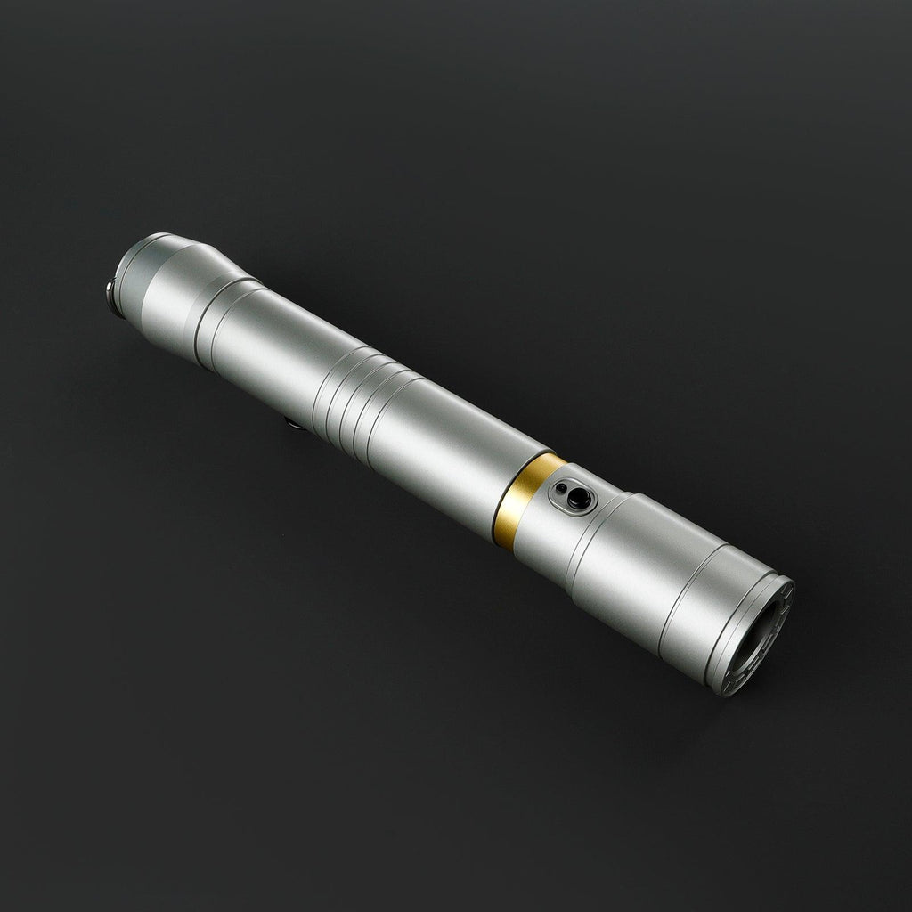 Wayseer Lichtschwert in Silber – elegantes Premium-Modell mit goldenem Akzent